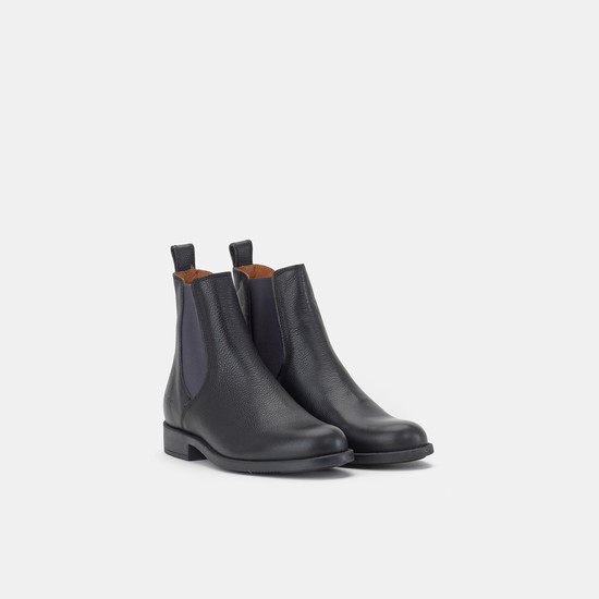 Aigle Leather Ankle Chelsea Boots Women Black ZA-50186